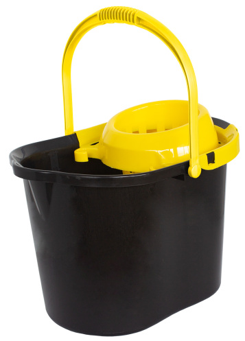 Cubo Semiovalado con Escurridor 15L- Amarillo y Negro