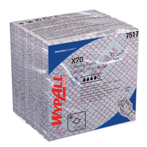 Paño WypAll® X70 Rojo Plegado 1/4
