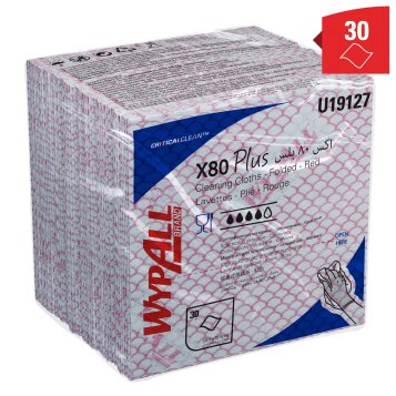 Paño WypAll® X80 Plus Rojo Plegado 1/4